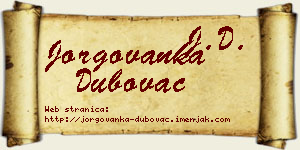 Jorgovanka Dubovac vizit kartica